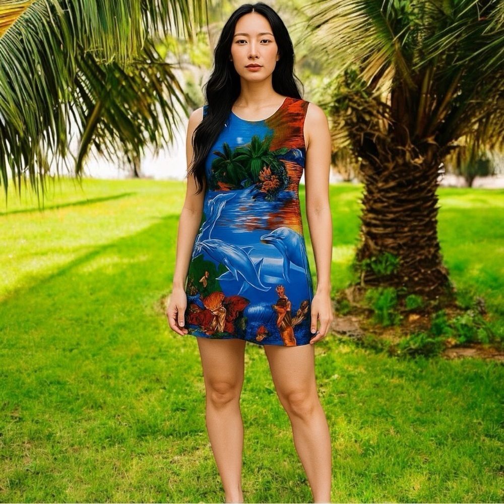 In Gear Y2K Tropical Cotton Dress Size Medium